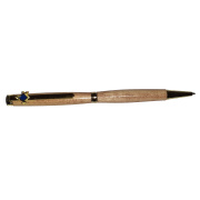 Slimline Twist ballpoint pen in Acacia with S&C & Gold fittings