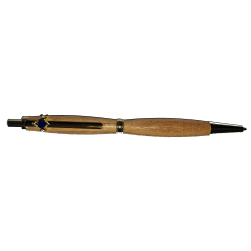 Slimline Click ballpoint pen in Acacia with S&C